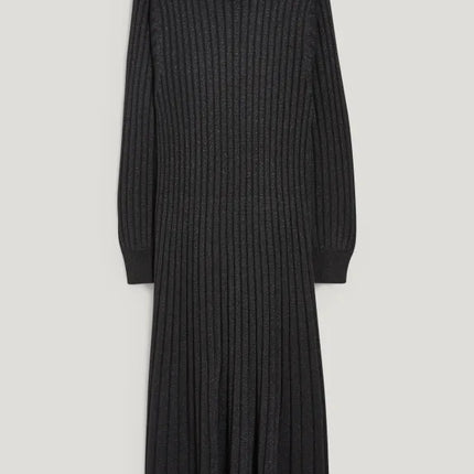 UNICORN Women's knitted long turtleneck dress funnel neck long sleeves black xs s m l xl