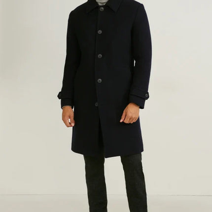 UNICORN Men's long coat with buttons black S M L XL XXL XXXL