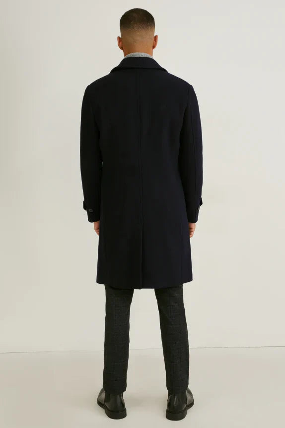 UNICORN Men's long coat with buttons black S M L XL XXL XXXL