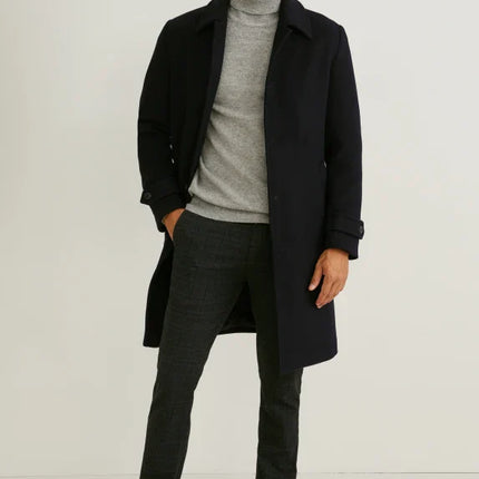UNICORN Men's long coat with buttons black S M L XL XXL XXXL