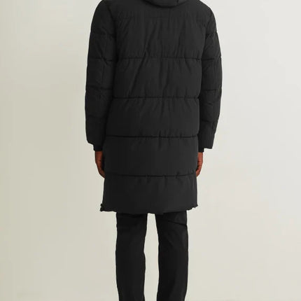 UNICORN men's long jacket quilted coat with hood black S M L XL XXL XXXL