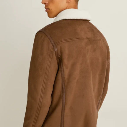 UNICORN Men's jacket with fur collar leather brown S M L XL XXL XXXL