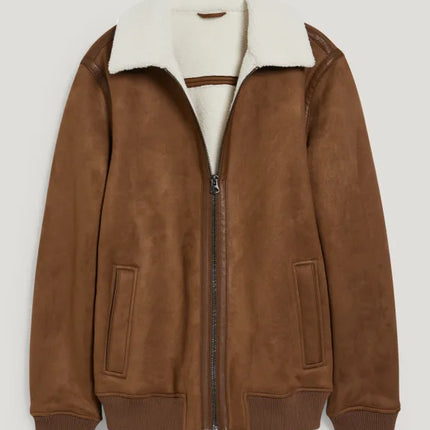 UNICORN Men's jacket with fur collar leather brown S M L XL XXL XXXL