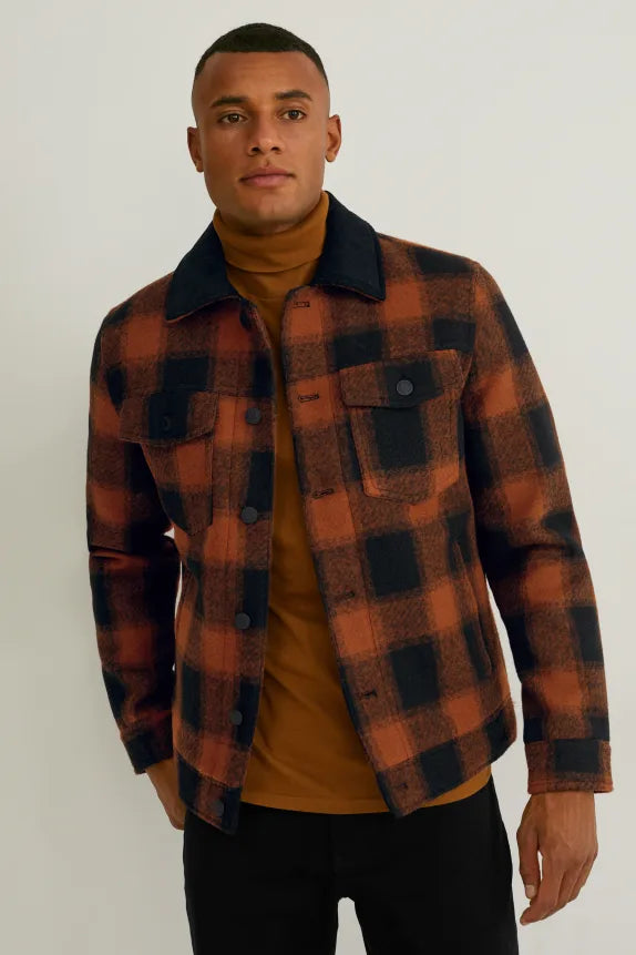 UNICORN Men's jacket checked brown black S M L XL XXL