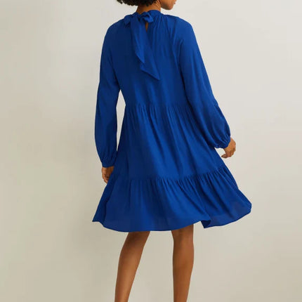 UNICORN Women's dress crinkled fabric long sleeves dark blue xs s m l xl