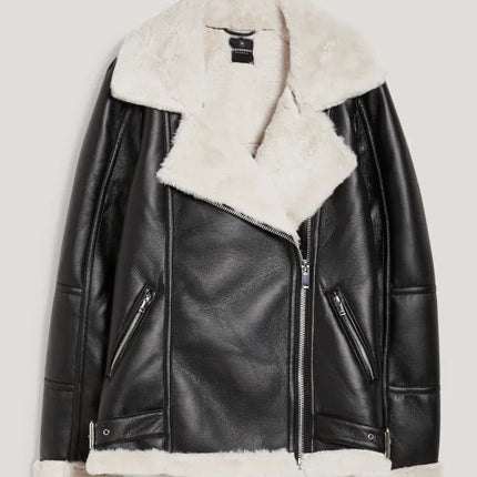 UNICORN Women's coat with pockets and wool collar leather black xs s m l xl xxl xxxl