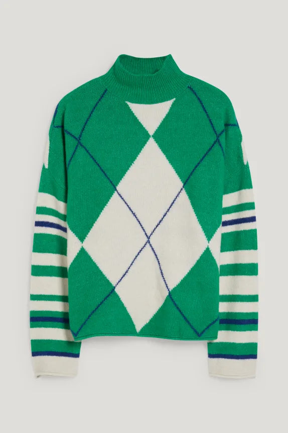 UNICORN women's turtleneck sweater funnel neck sweater hoodie green white xs s m l xl