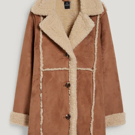 UNICORN Women's coat with buttons and wool collar brown beige xs s m l xl xxl xxxl