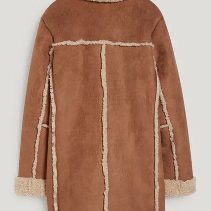 UNICORN Women's coat with buttons and wool collar brown beige xs s m l xl xxl xxxl