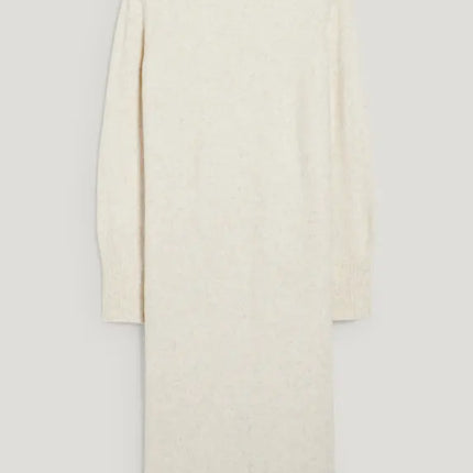 UNICORN Women's knitted long turtleneck dress funnel neck long sleeves cream white xs s m l xl