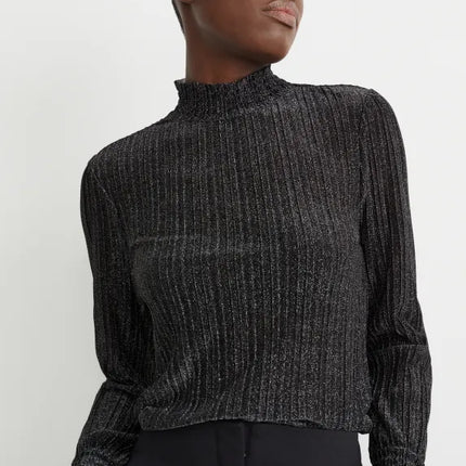 UNICORN women's turtleneck shirt long sleeves longsleeve glossy black xs s m l xl