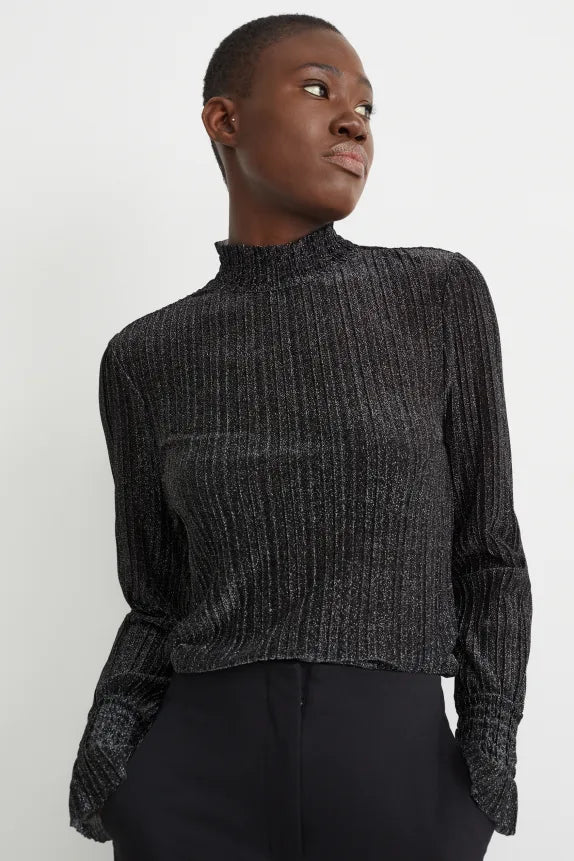 UNICORN women's turtleneck shirt long sleeves longsleeve glossy black xs s m l xl