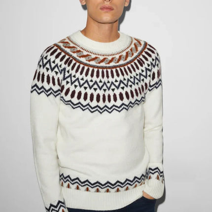 UNICORN Men's sweater round neck hoodie sweater cream white XS S M L XL XXL