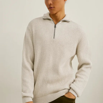 UNICORN Men's sweater with zipper cream white black S M L XL XXL XXXL