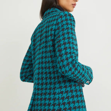 UNICORN Women's blazer checked dark turquoise blue black xs s m l xl xxl xxxl