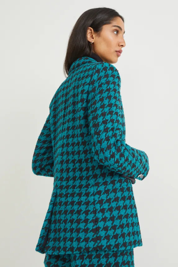 UNICORN Women's blazer checked dark turquoise blue black xs s m l xl xxl xxxl