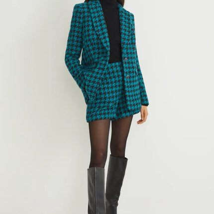 UNICORN Women's blazer checked dark turquoise blue black xs s m l xl xxl xxxl