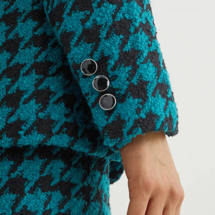 UNICORN Women's blazer checked dark turquoise blue black xs s m l xl xxl xxxl