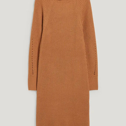 UNICORN Women's knitted long turtleneck dress funnel neck long sleeves brown black xs s m l xl