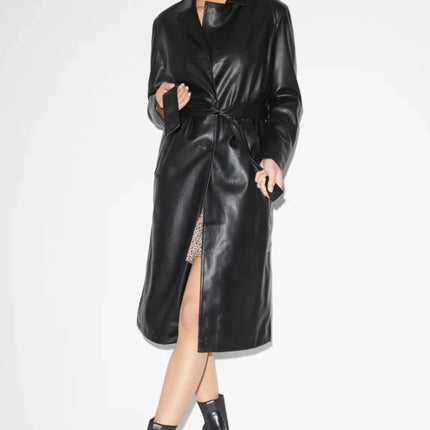UNICORN Women's long coat with pockets leather black xs s m l xl xxl xxxl