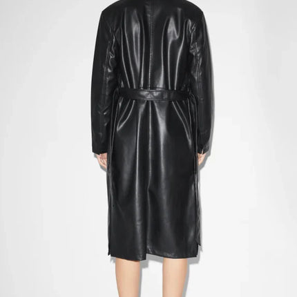 UNICORN Women's long coat with pockets leather black xs s m l xl xxl xxxl