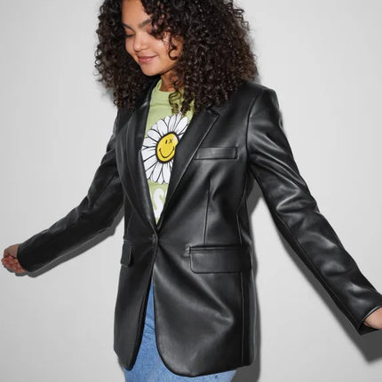 UNICORN Women's oversized blazer leather black xs s m l xl xxl xxxl