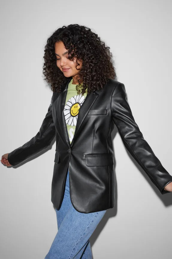 UNICORN Women's oversized blazer leather black xs s m l xl xxl xxxl