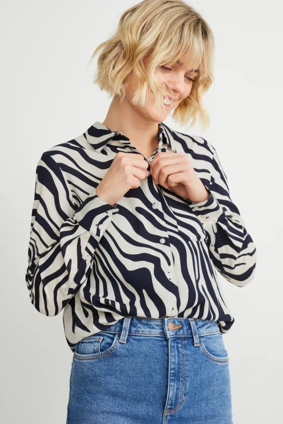 UNICORN Women's blouse shirt zebra black blue white xs s m l xl xxl