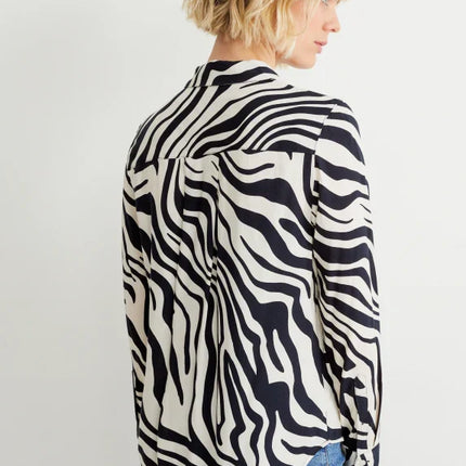 UNICORN Women's blouse shirt zebra black blue white xs s m l xl xxl