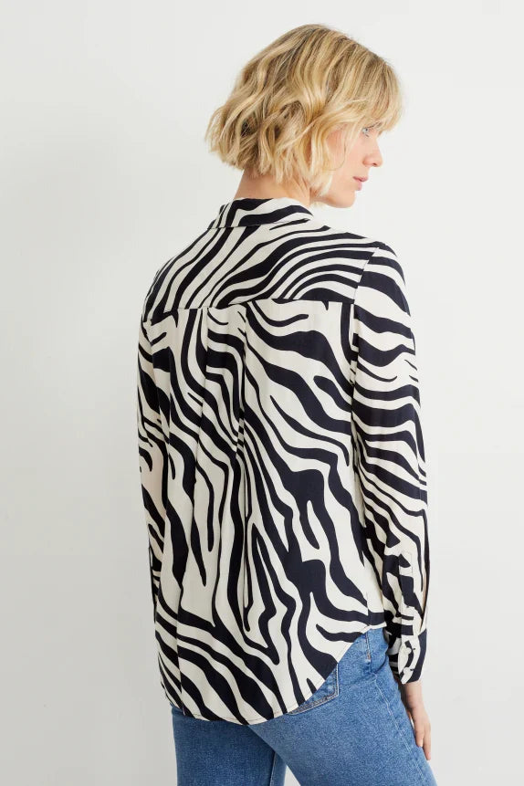 UNICORN Women's blouse shirt zebra black blue white xs s m l xl xxl