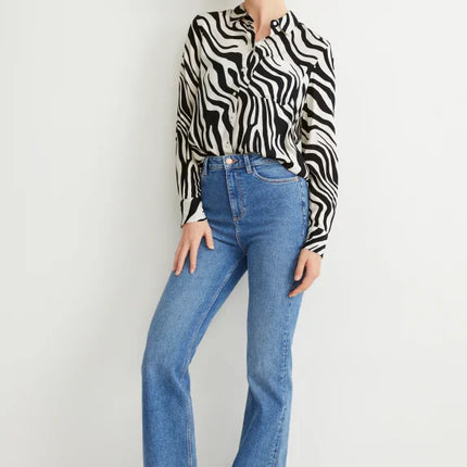 UNICORN Women's blouse shirt zebra black blue white xs s m l xl xxl