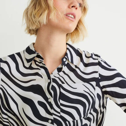 UNICORN Women's blouse shirt zebra black blue white xs s m l xl xxl