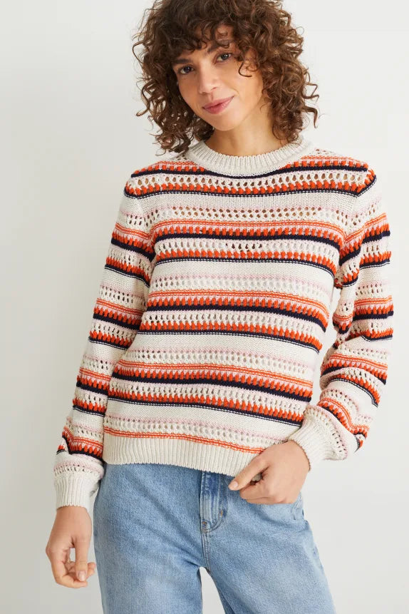 UNICORN ladies sweater light beige orange light blue s m l xl xxl