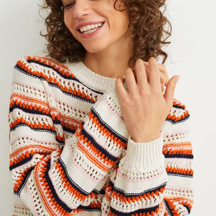 UNICORN ladies sweater light beige orange light blue s m l xl xxl