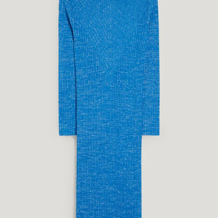 UNICORN Women's knitted long turtleneck dress funnel neck blue xs s m l