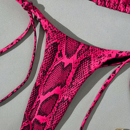 UNICORN Snakeskin Print Swimsuit Tie Bikini 2pcs Set xs s m l xl