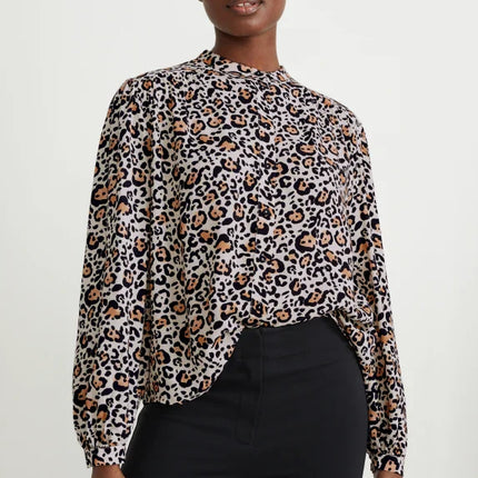 UNICORN Women's blouse shirt leopard print light beige xs s m l xl xxl