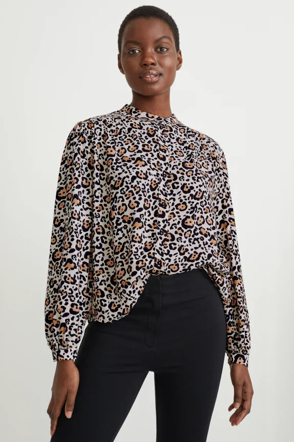UNICORN Women's blouse shirt leopard print light beige xs s m l xl xxl