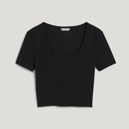UNICORN women's short top shirt ribbed structure black red white xs s m l xl