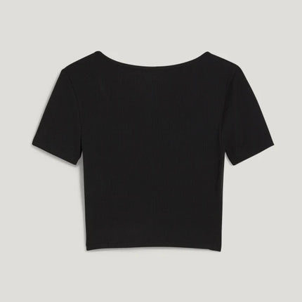 UNICORN women's short top shirt ribbed structure black red white xs s m l xl