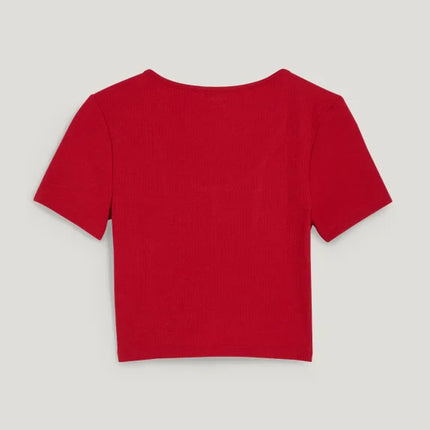 UNICORN women's short top shirt ribbed structure black red white xs s m l xl