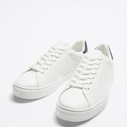 UNICORN brand men's low sneakers lace-up shoes leather black and white sizes 39 to 47