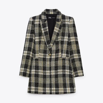 UNICORN Women's suit costume checked ecru black shorts blazer xs s m l xl xxl
