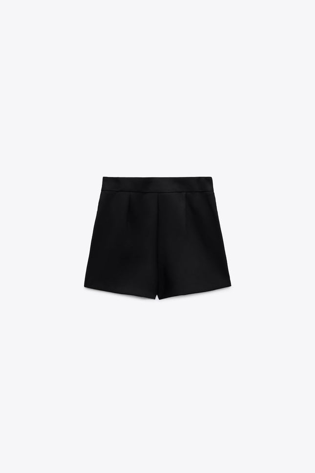 UNICORN Women's high-waisted culottes with front pockets Front zip fastening and gold-colored embossed button white black xs s m l xl