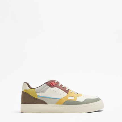 UNICORN men's low-top sneakers lace-up shoes white, yellow, brown, sizes 39 to 47