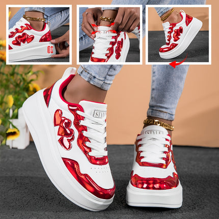 UNICORN Women's Heart-Print White Casual Sports Platform Sneakers Loose-Fit 36 t/m 41.5