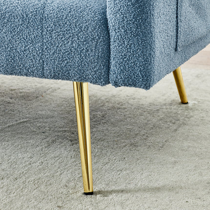 UNICORN Modern Teddy Boucle Two-Seater Sofa, 3-Stage Adjustable Backrest Blue