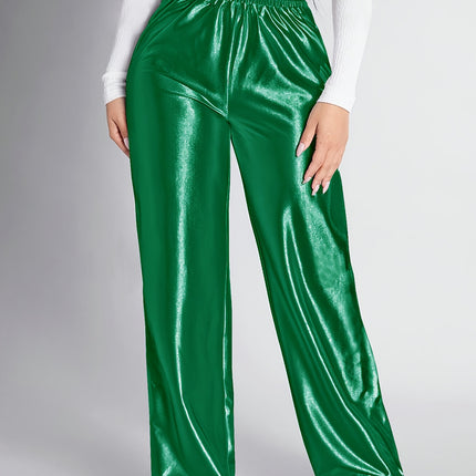 UNICORN Womens Silvery-Hot Stamped Elastic Waistband Straight-Leg Pants s m l xl xxl