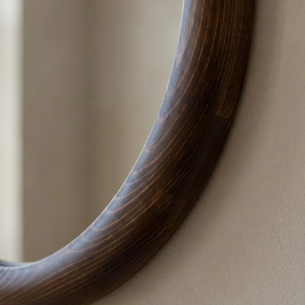 ELIN – Houten Japandi wandspiegel rond 70 cm