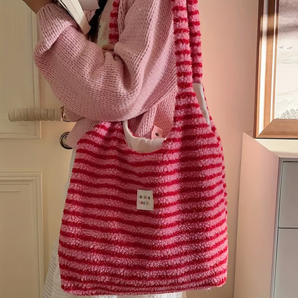 UNICORN Tote Bag Autumn And Winter Plush Yellow Plaid Lambs Versatile Single Shoulder